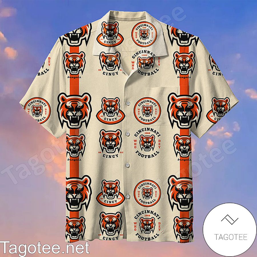 Cincinnati Bengals Face Tiger Logo Hawaiian Shirt
