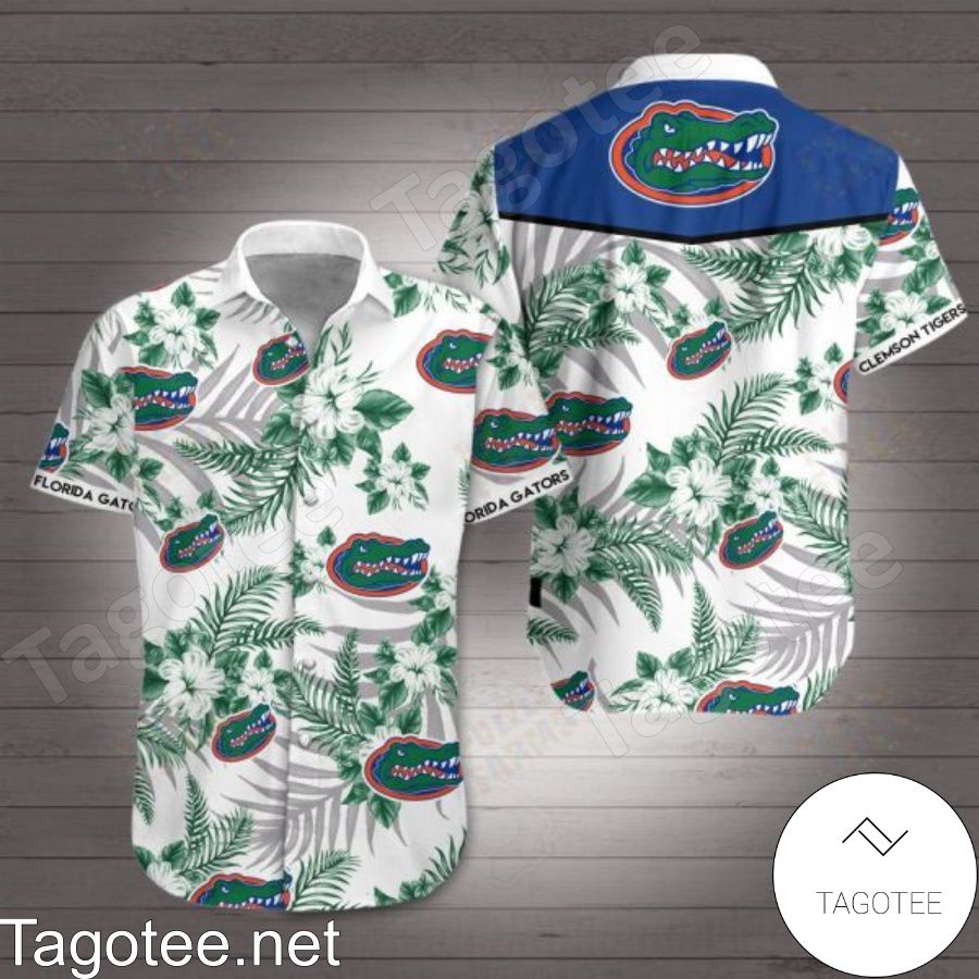 Clemson Tigers Florida Gators Green Tropical Pattern Hawaiian Shirt