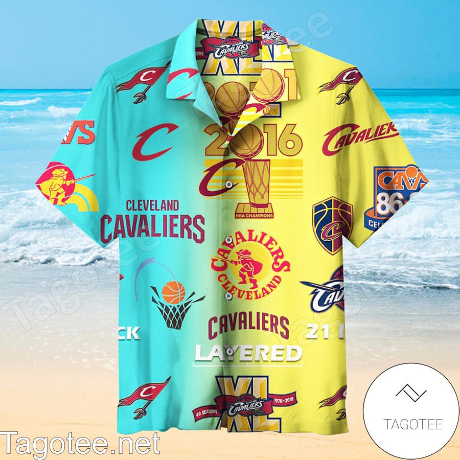Cleveland Cavaliers 2016 Nba Champions Mix Turquoise And Yellow Hawaiian Shirt