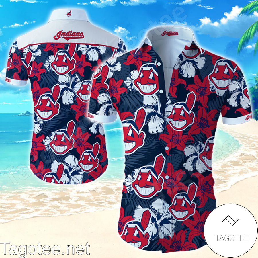 Cleveland Indians Baseball Team Mlb Hibiscus Flower Hawaiian Shirt