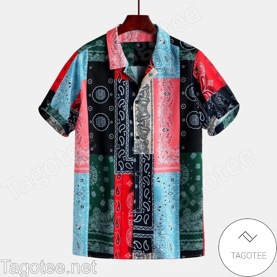 Colorful Bandana Print Hawaiian Shirt