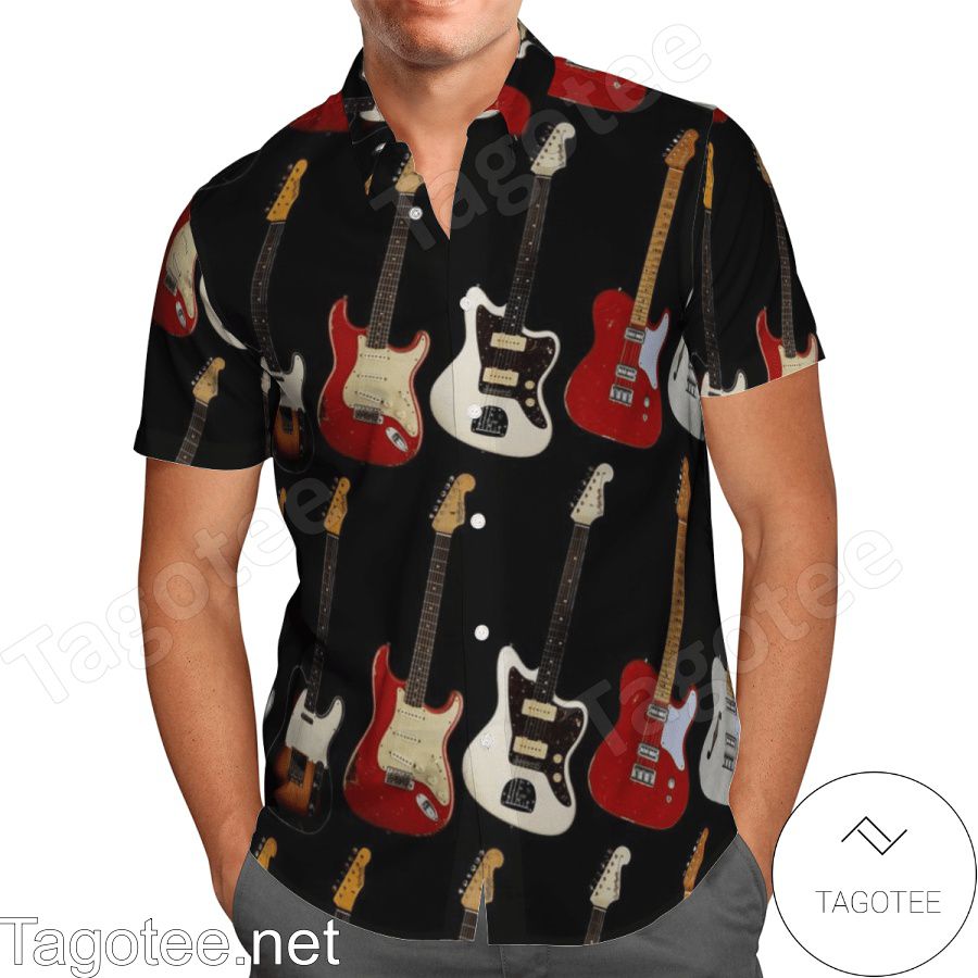 Colorful Electric Guitars Hawaiian Shirt And Short