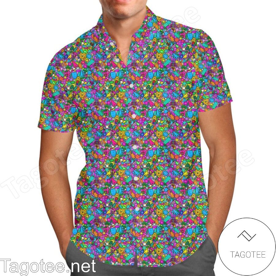 Colorful Encanto Inspired Disney Cartoon Graphics Hawaiian Shirt And Short