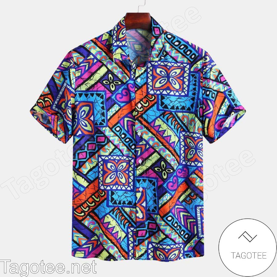 Colorful Geometric Printed Hawaiian Shirt