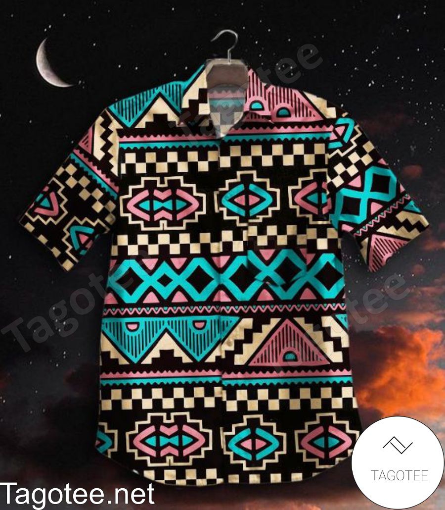 Colorful Geometric Tribal Pattern Hawaiian Shirt