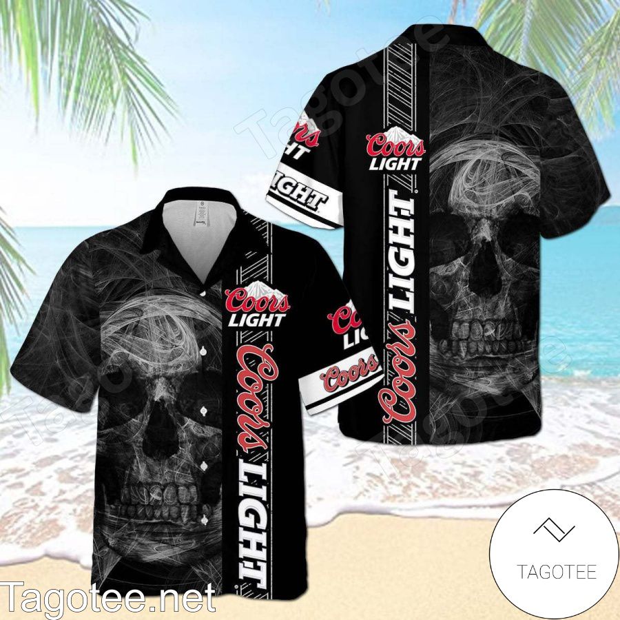 Coors Light Smoky Skull Black Hawaiian Shirt And Short
