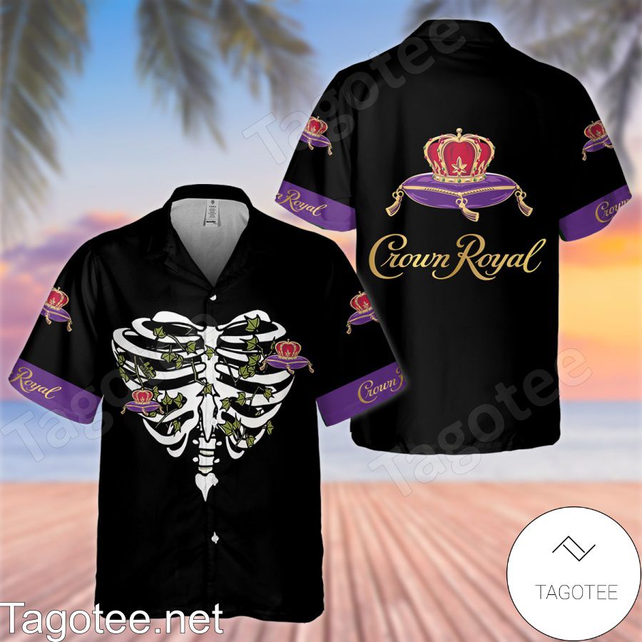 Crown Royal Chest Bone Black Hawaiian Shirt And Short