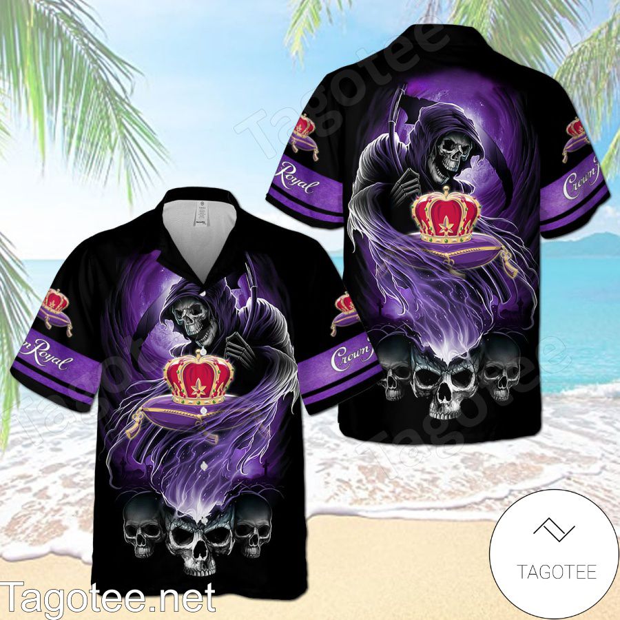 Crown Royal Death Skull Black Hawaiian Shirt And Short