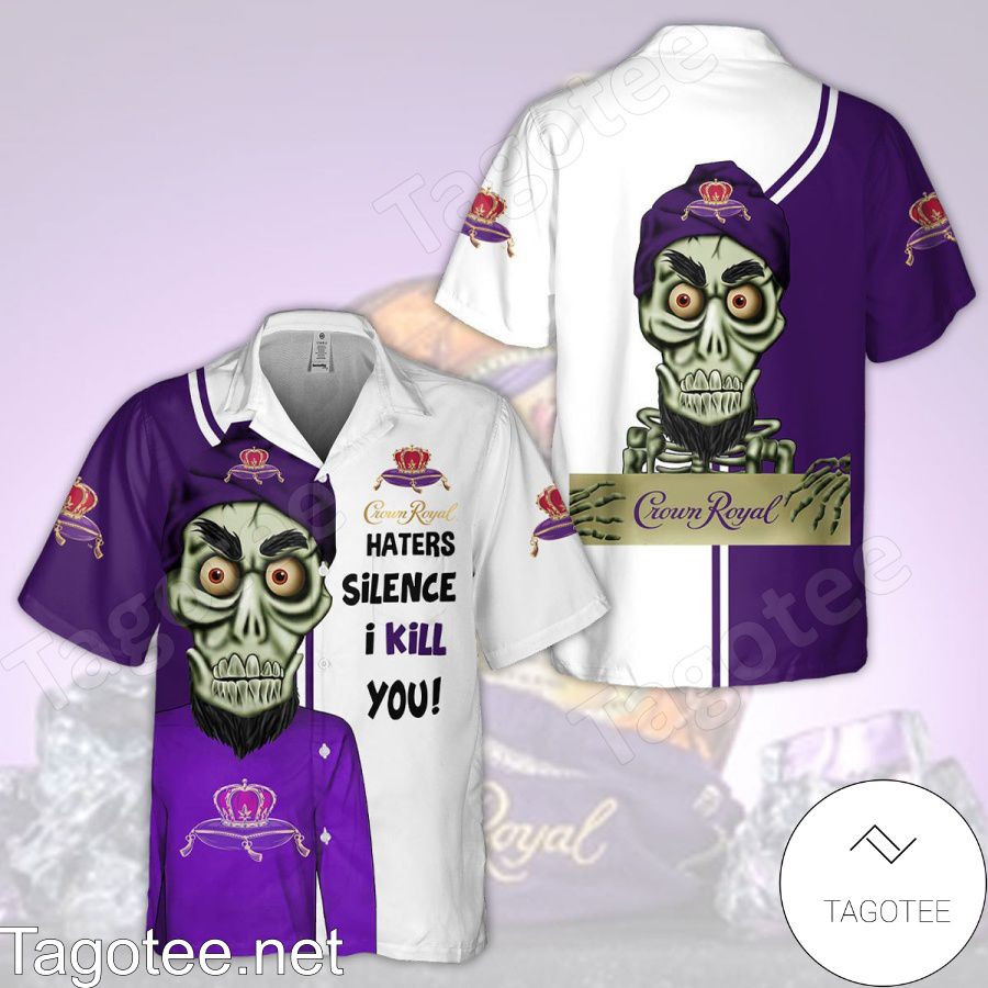 Crown Royal Haters Silence Skull Purple White Hawaiian Shirt And Short