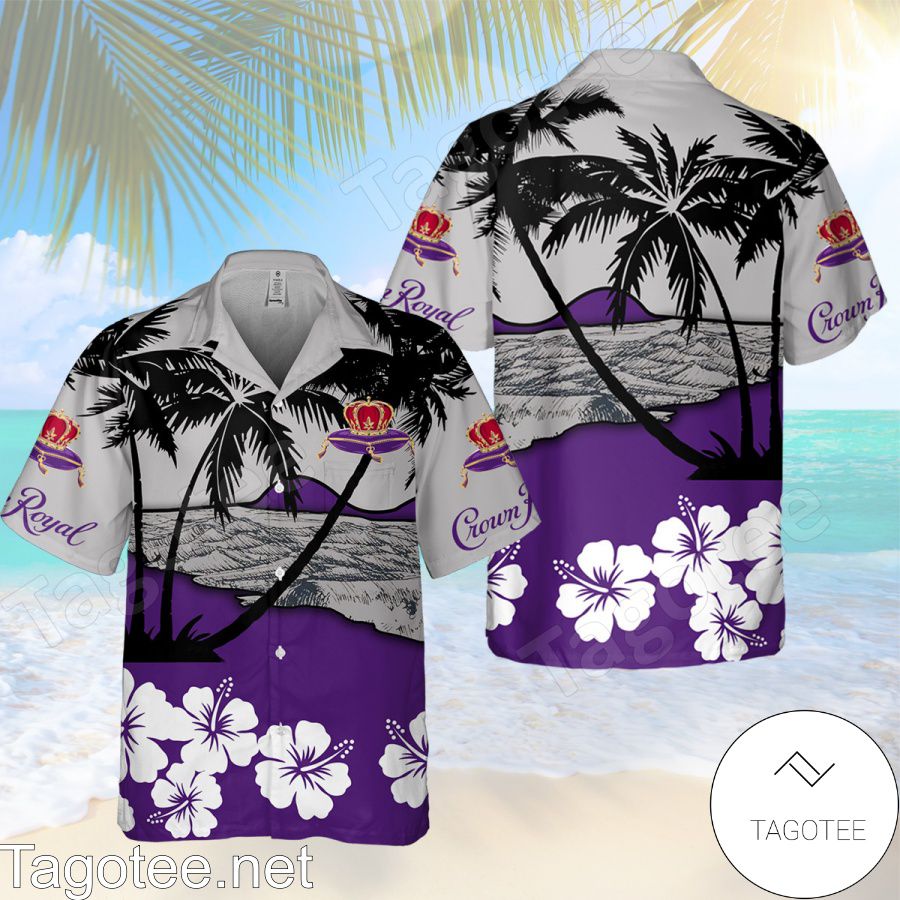 Crown Royal Hibicus Palm Tree Hawaiian Shirt And Short
