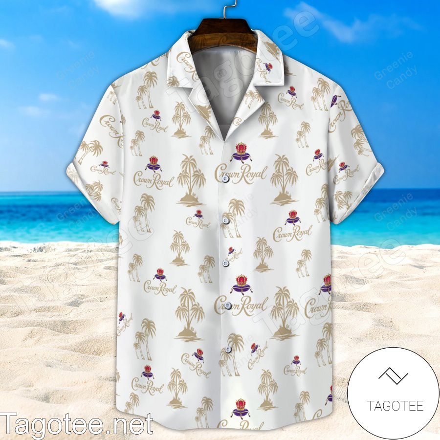 Crown Royal Palm Tree White Hawaiian Shirt And Short