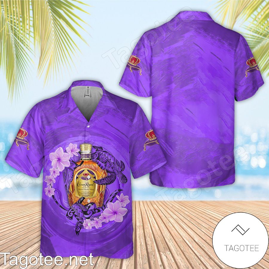 Crown Royal Turtles Flowery Purple Hawaiian Shirt And Short