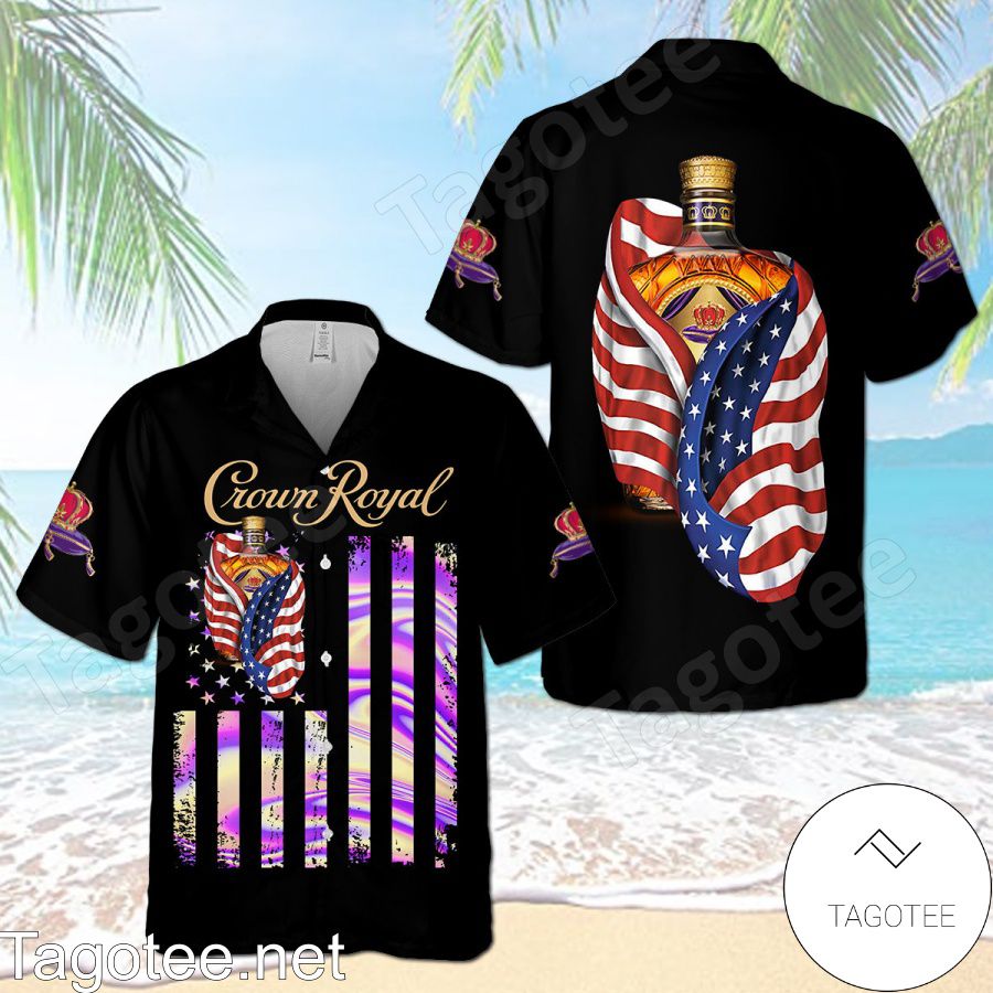 Crown Royal USA Flag Black Hawaiian Shirt And Short