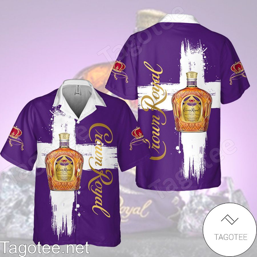 Crown Royal White Cross Purple Hawaiian Shirt And Short
