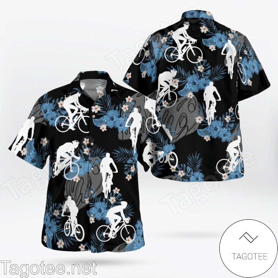 Cycling Working Out Flowery Black Hawaiian Shirt And Short