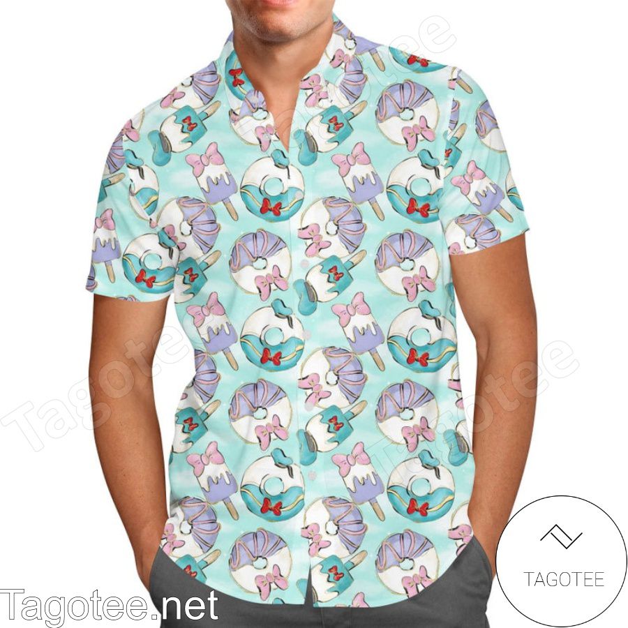 Daisy And Donald Treats Disney Cartoon Graphics Inspired Hawaiian Shirt And Short
