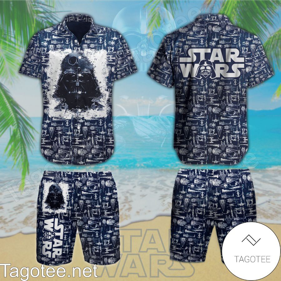 Darth Vader Star Wars Pattern Navy Hawaiian Shirt And Short