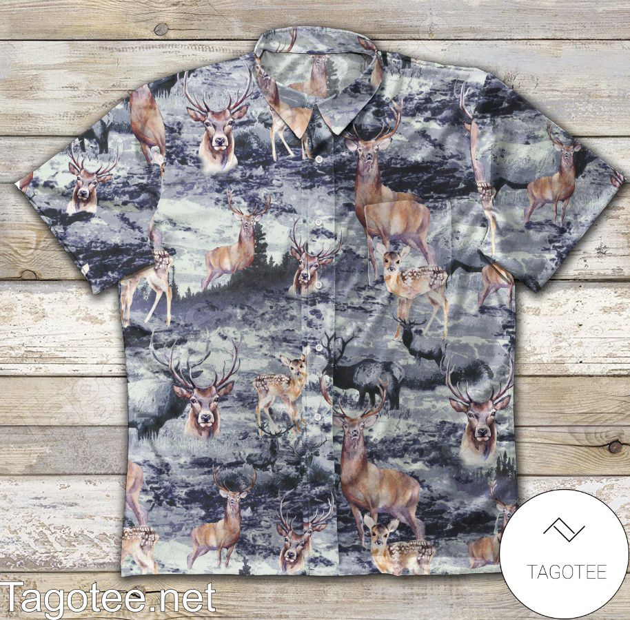 Deer Hunting In The Forest Vintage Hawaiian Shirt