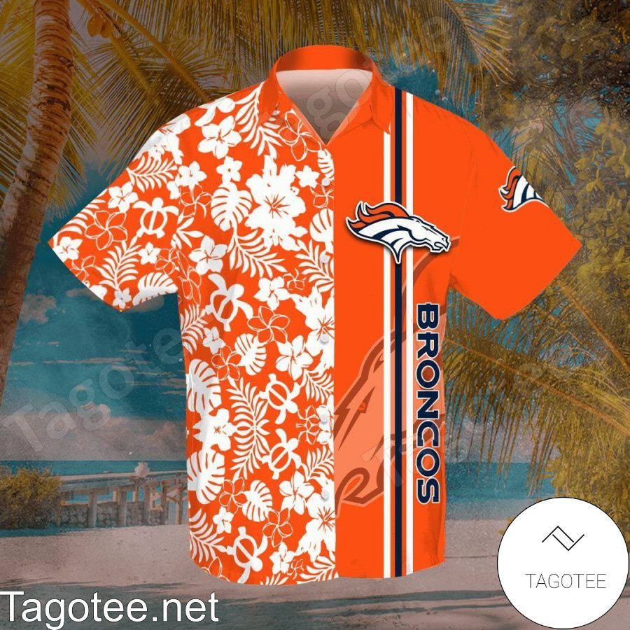 Denver Broncos Flowery Orange Hawaiian Shirt And Short