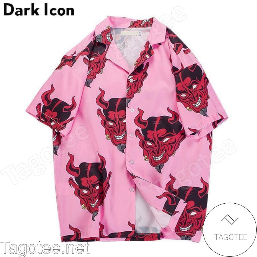 Devil Full Printing Pink Hawaiian Shirt