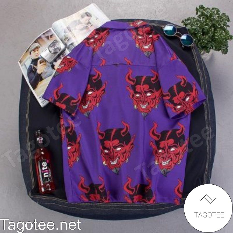 Devil Full Printing Purple Hawaiian Shirt