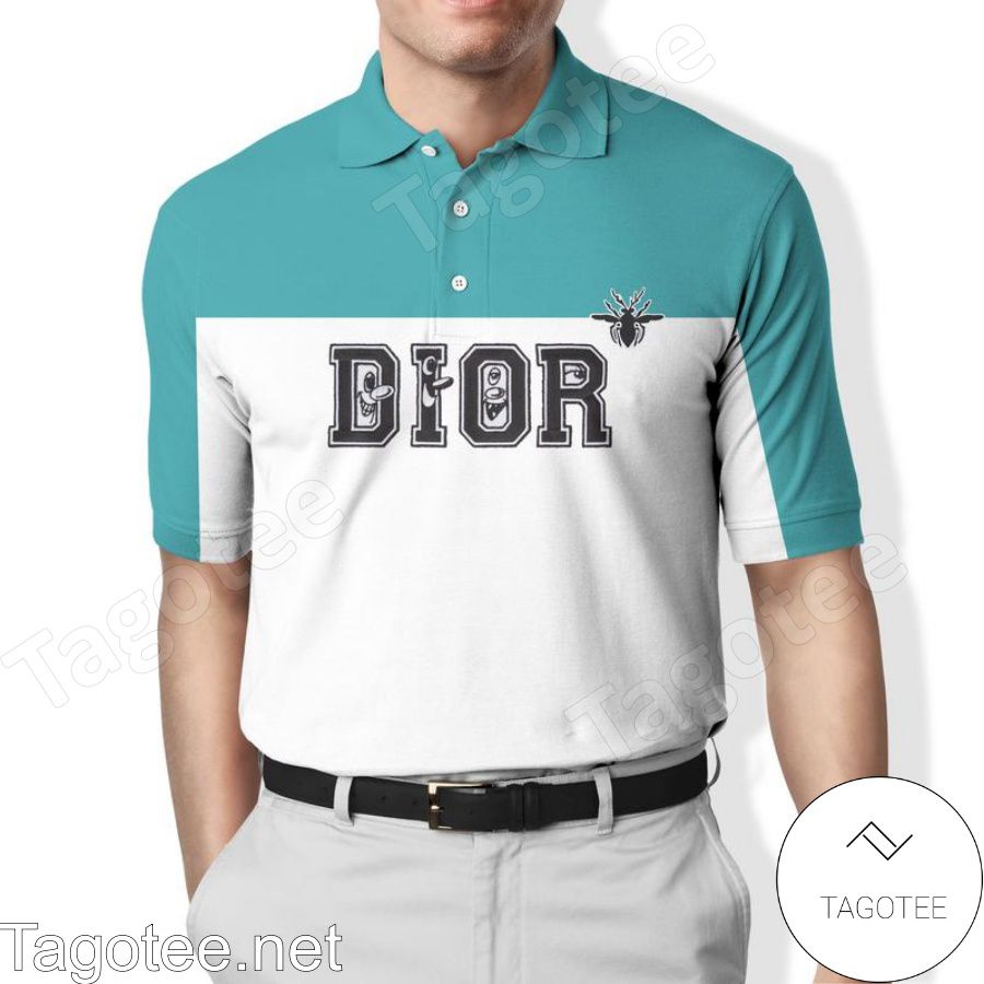 Dior Bee Teal And White Polo Shirt