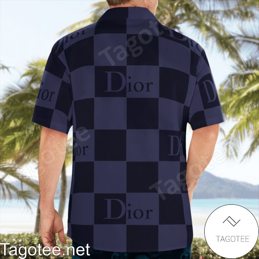 Mother's Day Gift Dior Black And Purple Checkered Hawaiian Shirt And Beach Shorts