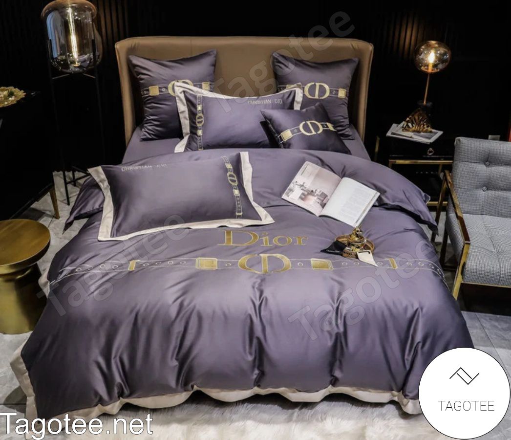 Dior Luxury Brand Purple Bedding Set