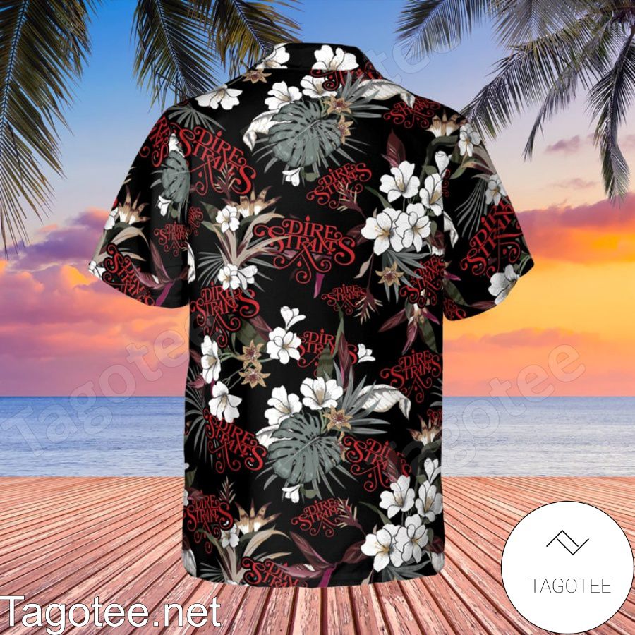 Dire Straits Rock Band Tropical Forest Black Hawaiian Shirt And Short