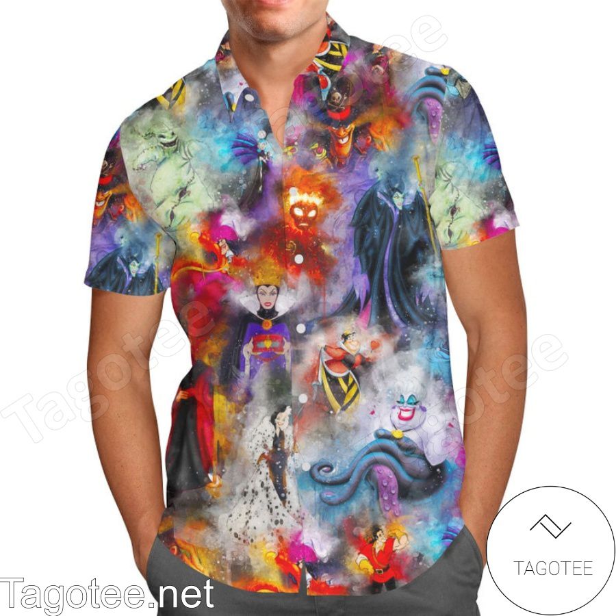 Disney Villains Cartoon Graphics Galaxy Hawaiian Shirt And Short