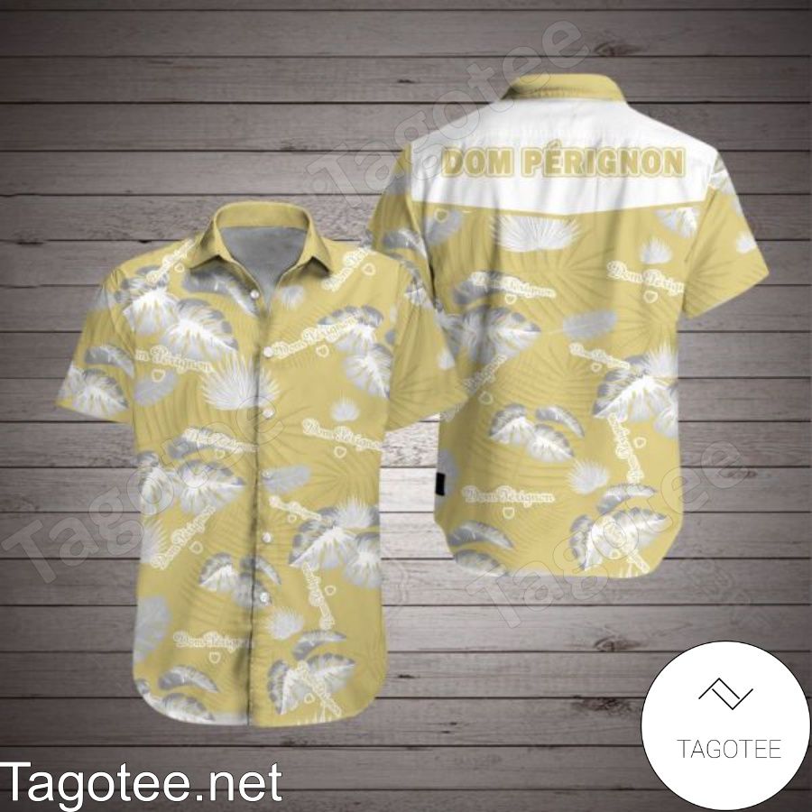 Dom Perignon Tropical Leaf Yellow Hawaiian Shirt