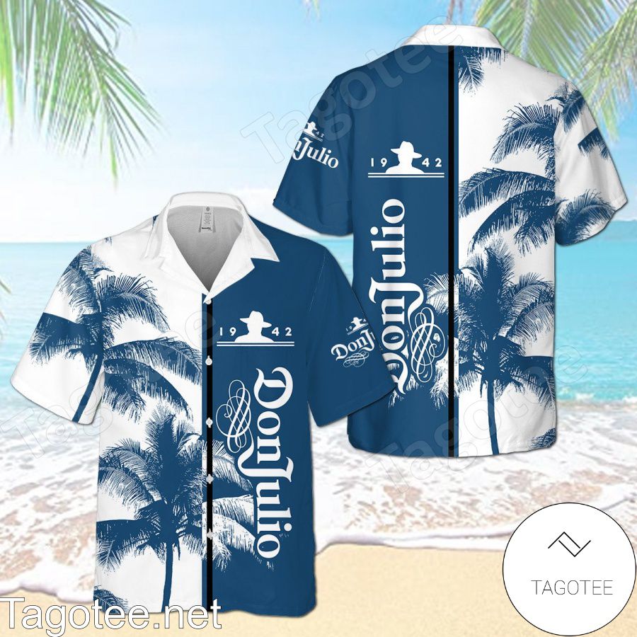 Don Julio Tequila Palm Tree Blue White Hawaiian Shirt And Short