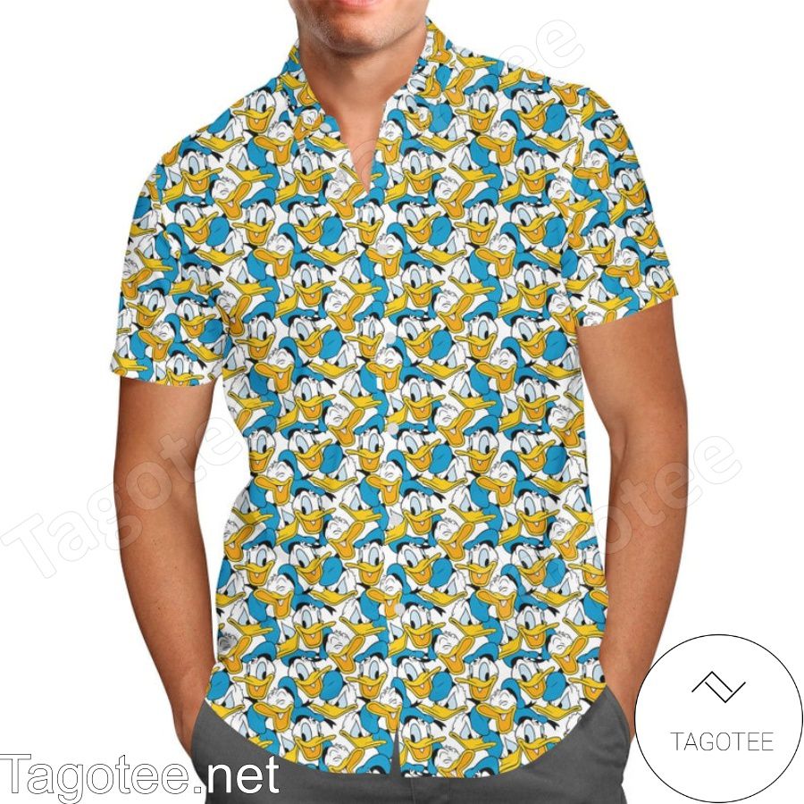 Donald Duck Head Pattern Disney Cartoon Graphics Hawaiian Shirt And Short