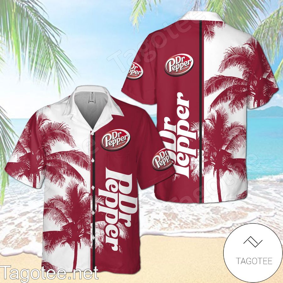 Dr. Pepper Palm Tree White Red Hawaiian Shirt And Short