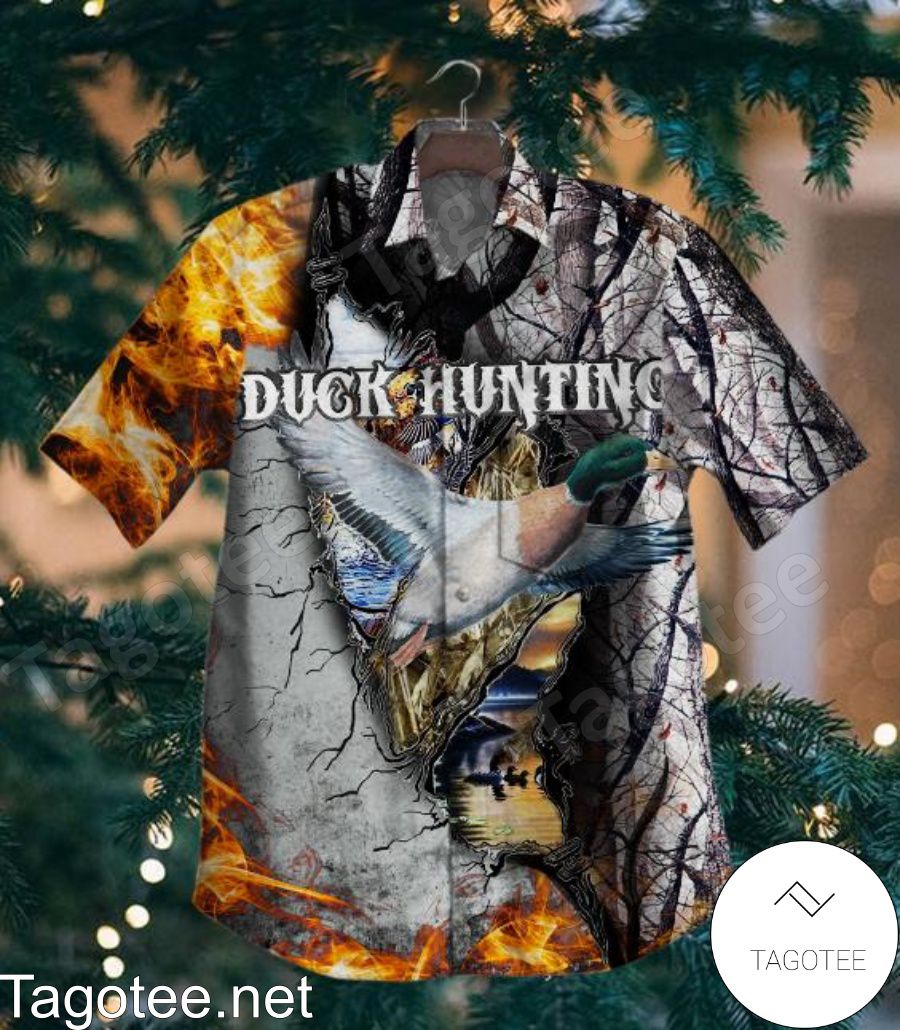 Duck Hunting Forest Fire Hawaiian Shirt
