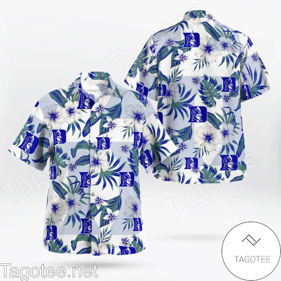 Duke Blue Devils Flowery Hawaiian Shirt And Short