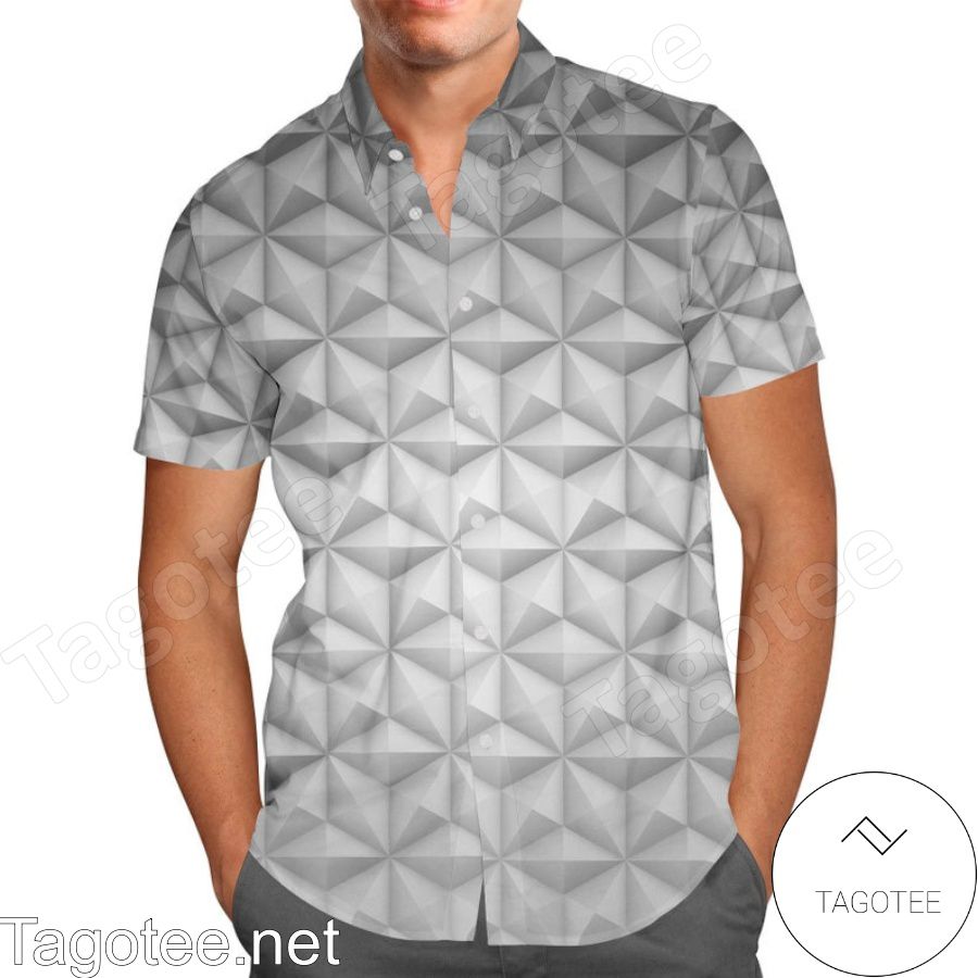 EPCOT Icon Disney World Inspired Gray Hawaiian Shirt And Short