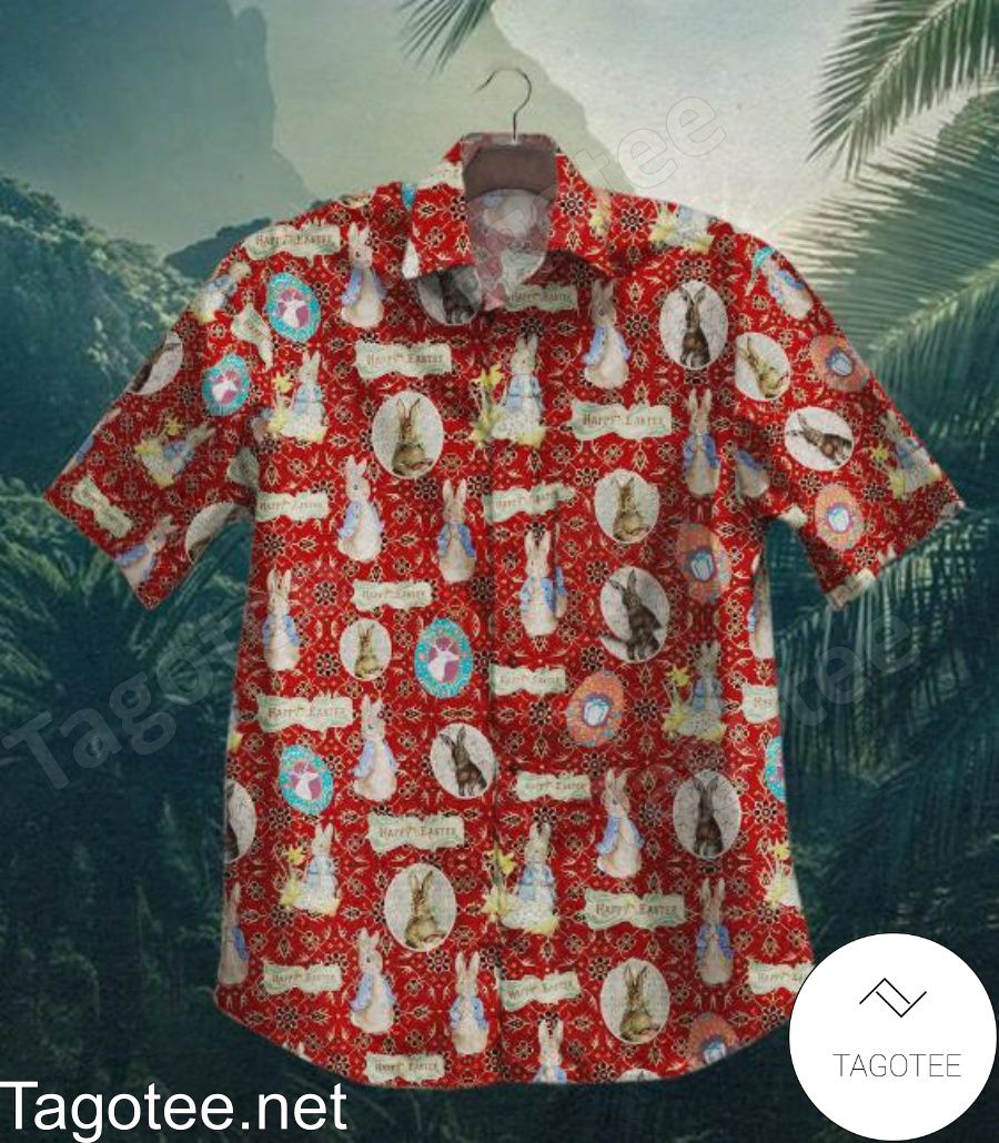 Easter Bunny And Easter Eggs Red Hawaiian Shirt