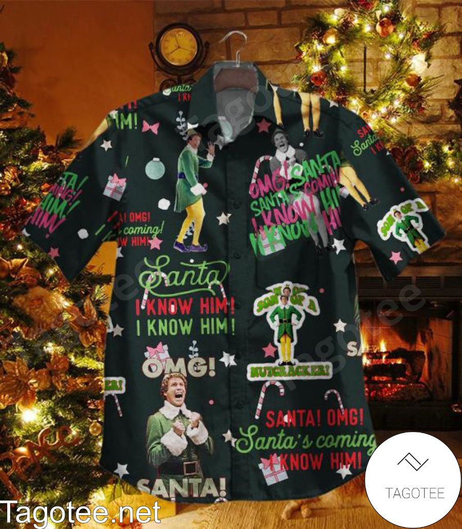 Elf Will Ferrell Omg Santa I Know Him Dark Green Hawaiian Shirt