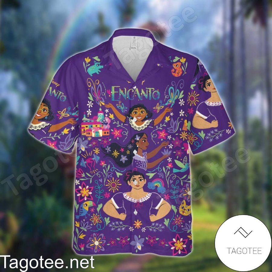 Encanto Women Disney Paisley Pattern Purple Hawaiian Shirt And Short