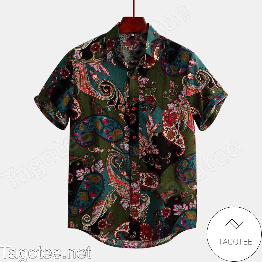 Ethnic Style Paisley Flower Hawaiian Shirt