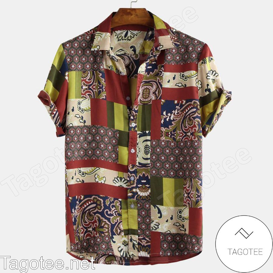 Fashion Colorful Leaf Printed Ethnic Hawaiian Shirt
