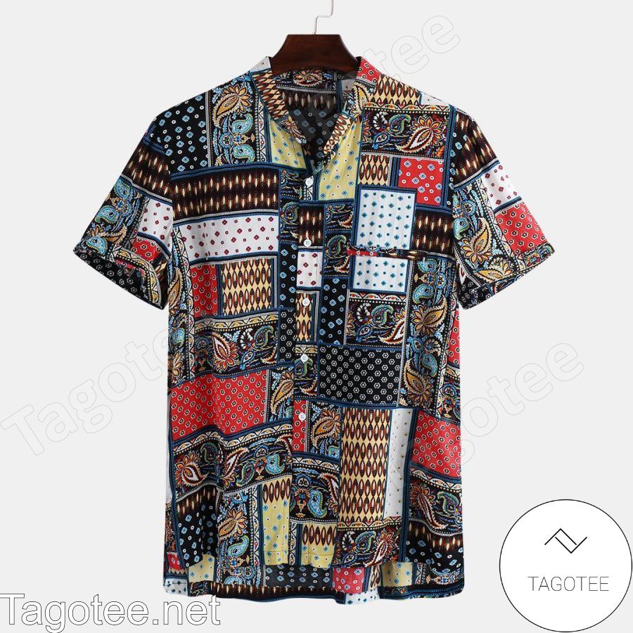 Fashion Colorful Paisley Printed Ethnic Hawaiian Shirt