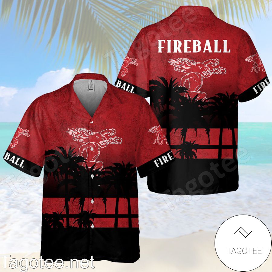 Fireball Red Palm Tree Hawaiian Shirt And Short