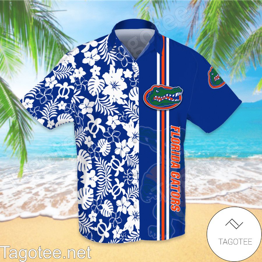 Florida Gators Flowery Neon Blue Hawaiian Shirt And Short