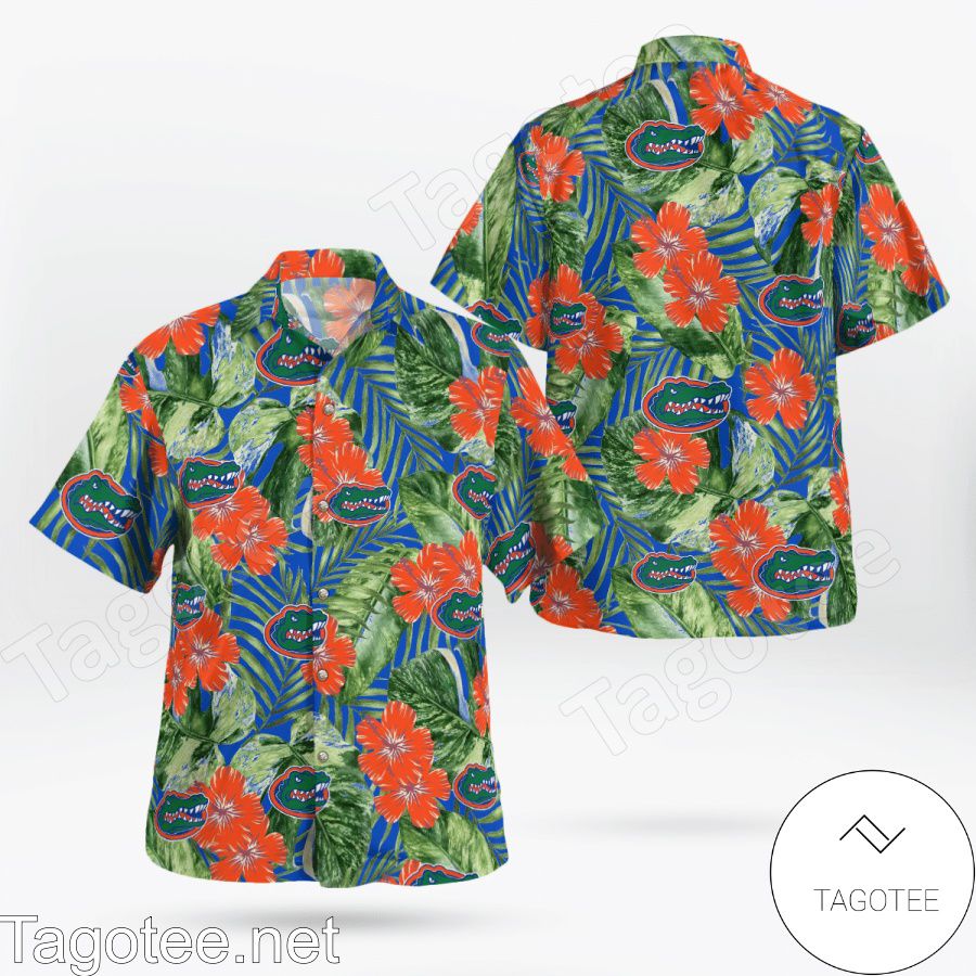 Florida Gators Logo Flowery Hawaiian Shirt And Short