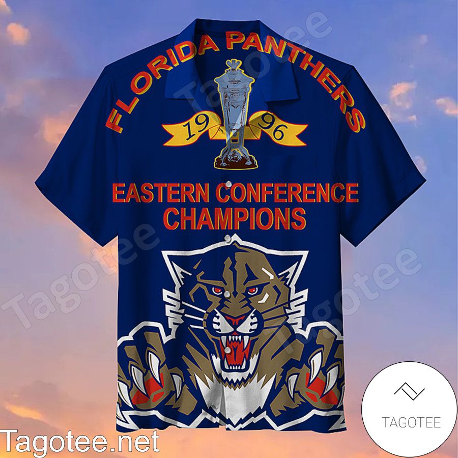 Florida Panthers 1996 Eastern Conference Champions Navy Hawaiian Shirt