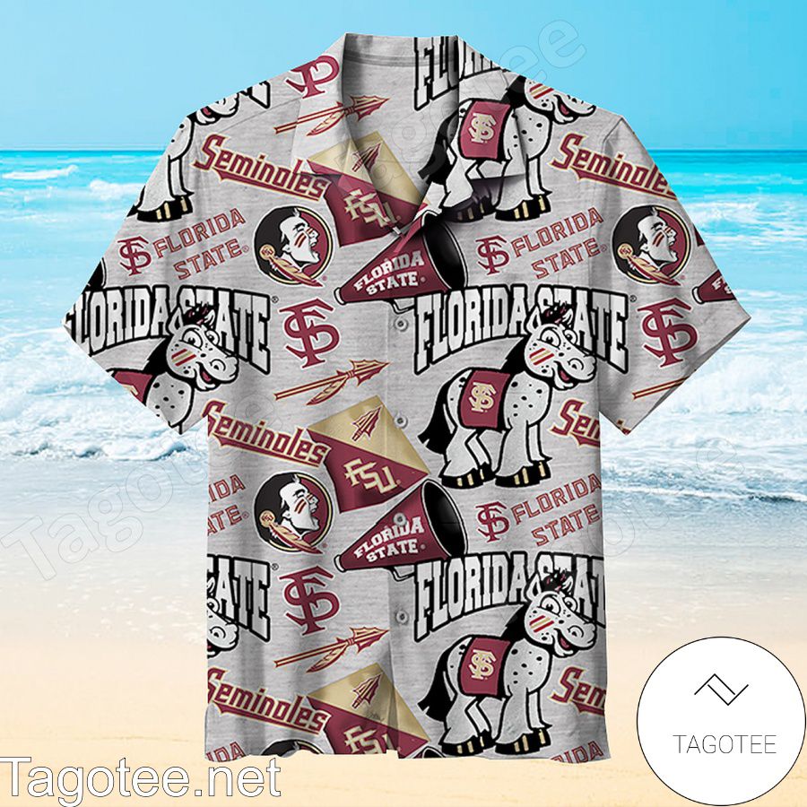 Florida State University Fsu Seminoles With Mascot Heather Print Hawaiian Shirt