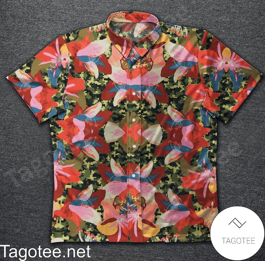 Flower Pattern Camouflage Hawaiian Shirt