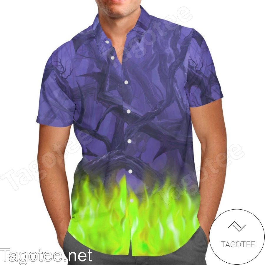 Forest Of Thorns And Flames Maleficent Inspired Disney Hawaiian Shirt And Short